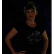Rhinestone Lady Biker Large Black Burnout T-Shirt
