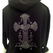 Open Road Rhinestone Cross Sweatshirt, Large Wholesale Bulk
