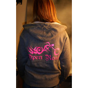 Open Road Zip-Up Grey/Pink Hoodies, Large