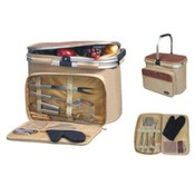 Aluminum Framed Picnic Cooler Basket with BBQ Set