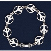 Peace Antique Silver Plated Bracelet