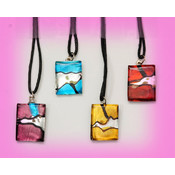 Glass Necklaces with 18" Black Cord - Rectangular
