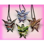 Glass Necklaces With 18" Black Cord - Butterfly