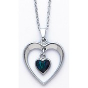 Paua Sea Shell Heart Necklace 18"