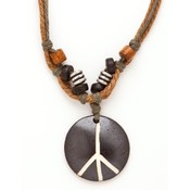 Leather Cord Peace Necklace