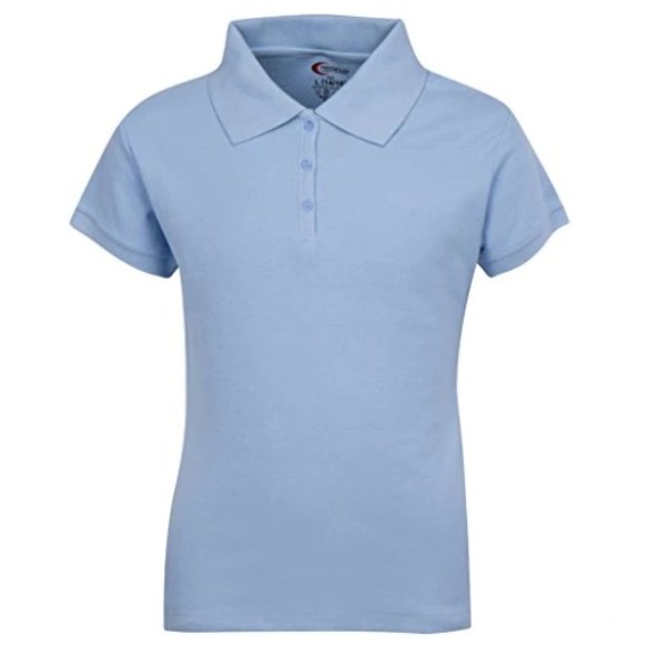 Wholesale Juniors' Polo Uniform Shirts, Light Blue, Large DollarDays