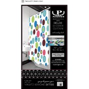 Deluxe Shower Curtain with Matching Hooks-Rainbow Circles