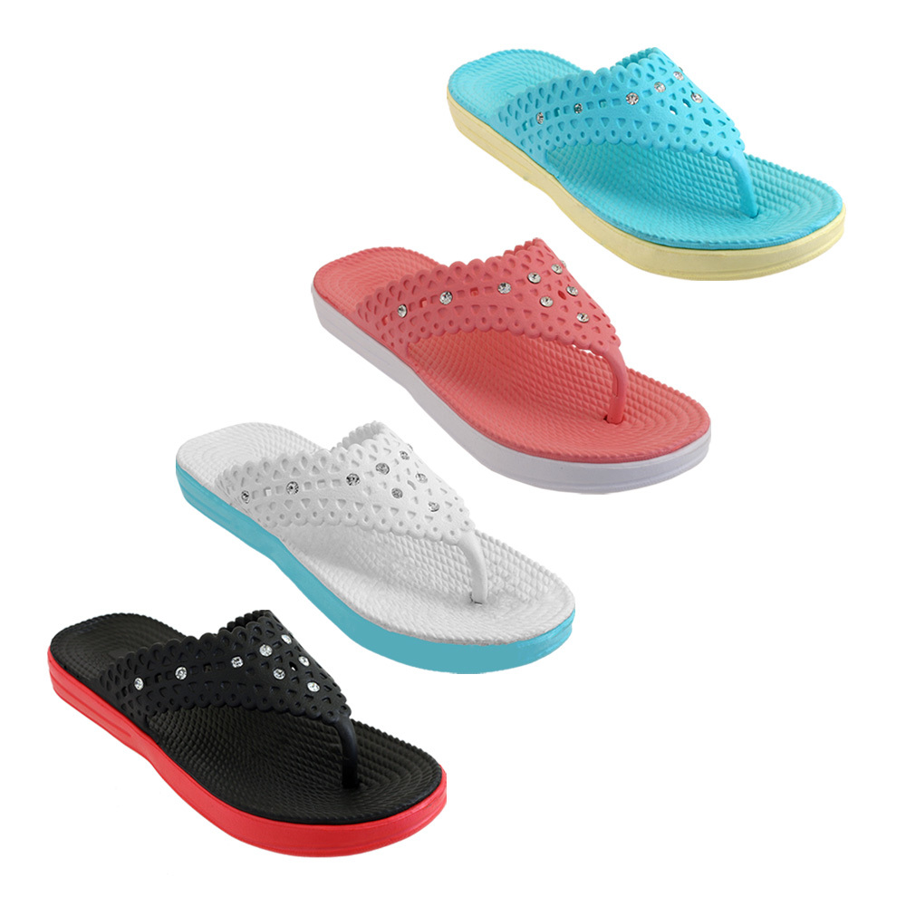 Wholesale Women's Platform Shower Flip Flops Rhinestones