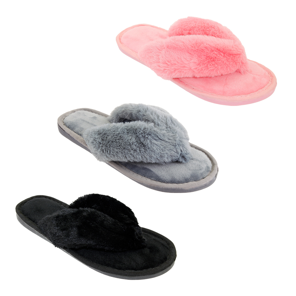 Wholesale Women's Faux-Fur Flip Flop 