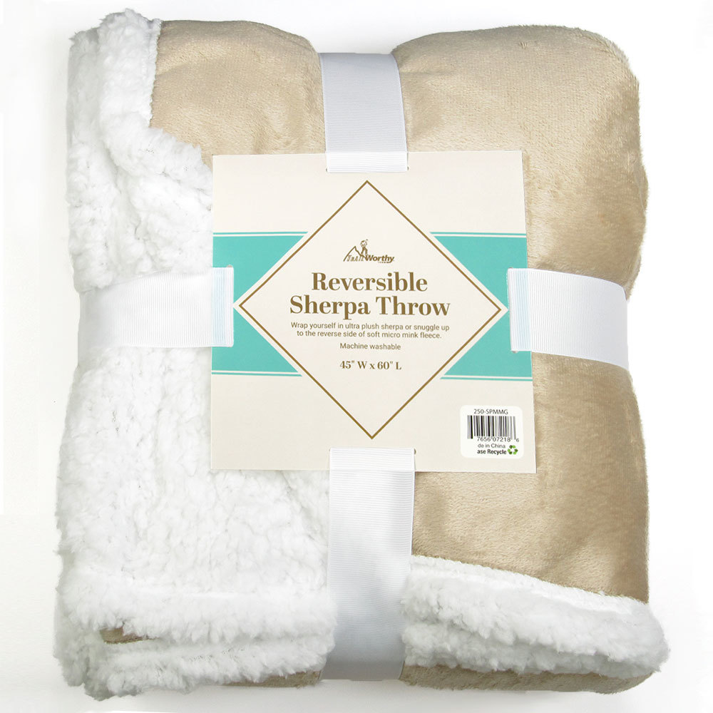 Wholesale Sherpa Blankets Tan Reversible 45 X 60 Bulk Blankets wholesale-sherpa-blankets-tan-reversible-45-x-60-bulk-blankets