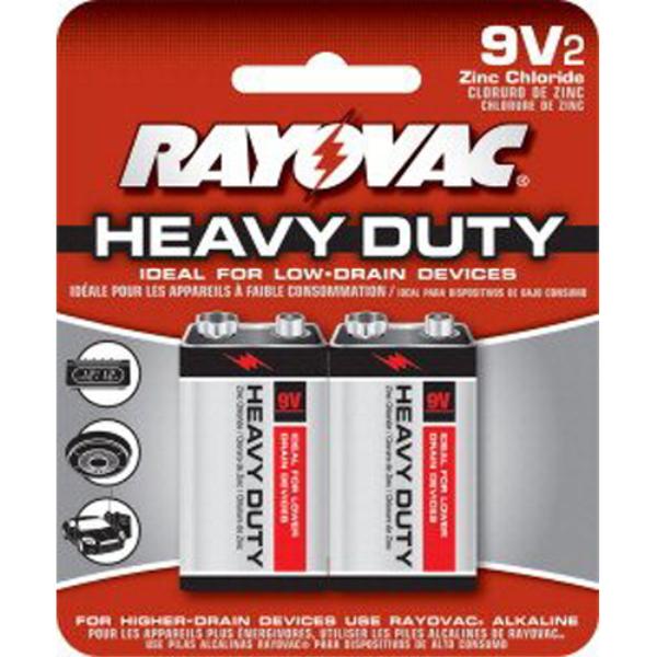 Wholesale Rayovac 2 Pack Heavy Duty 9 Volt Batteries DollarDays