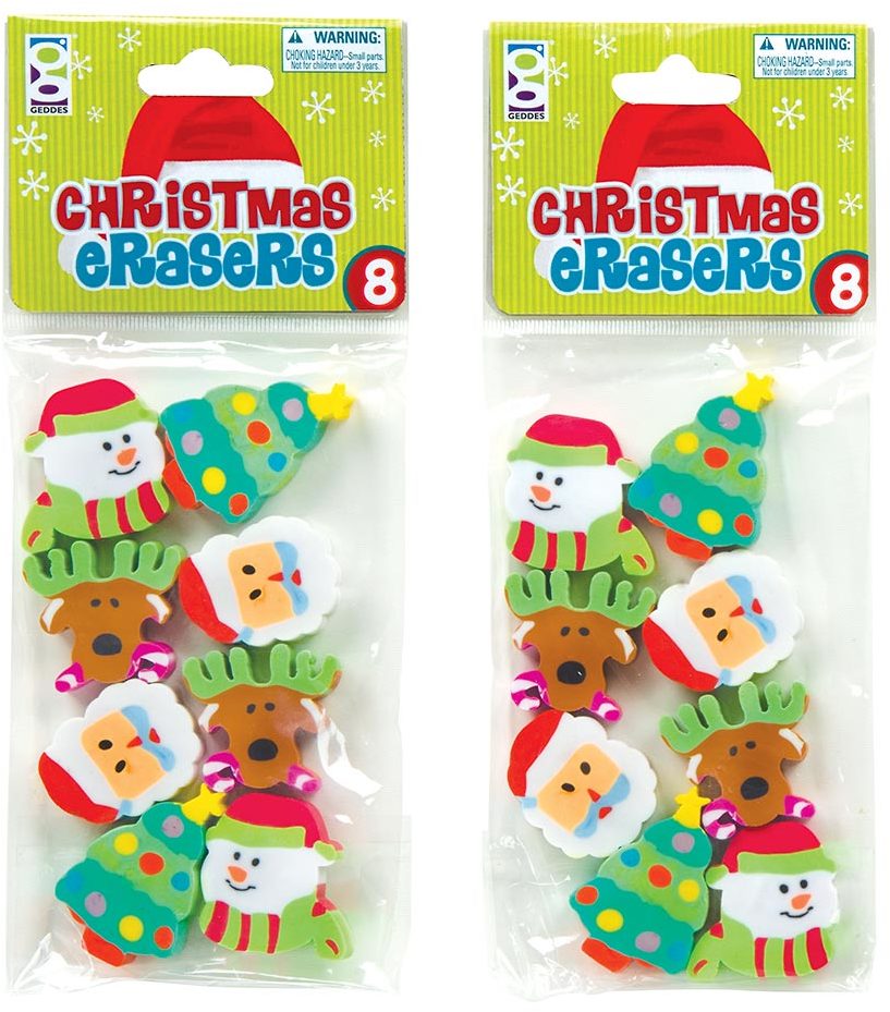 Wholesale Christmas Erasers 8 Count DollarDays
