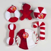Plush Red and White Christmas Dog Toy