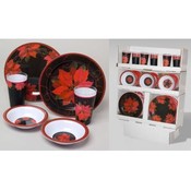 Melamine Black Poinsetta Dinnerwre