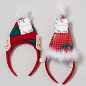 Headband with Elf Hat Or Santa Hat