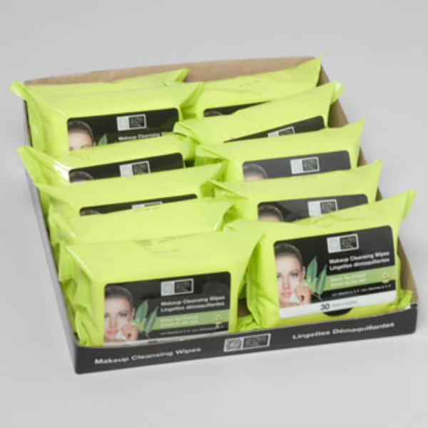 Wholesale Facial Makeup Cleansing Wipes with Green Tea 30 Count