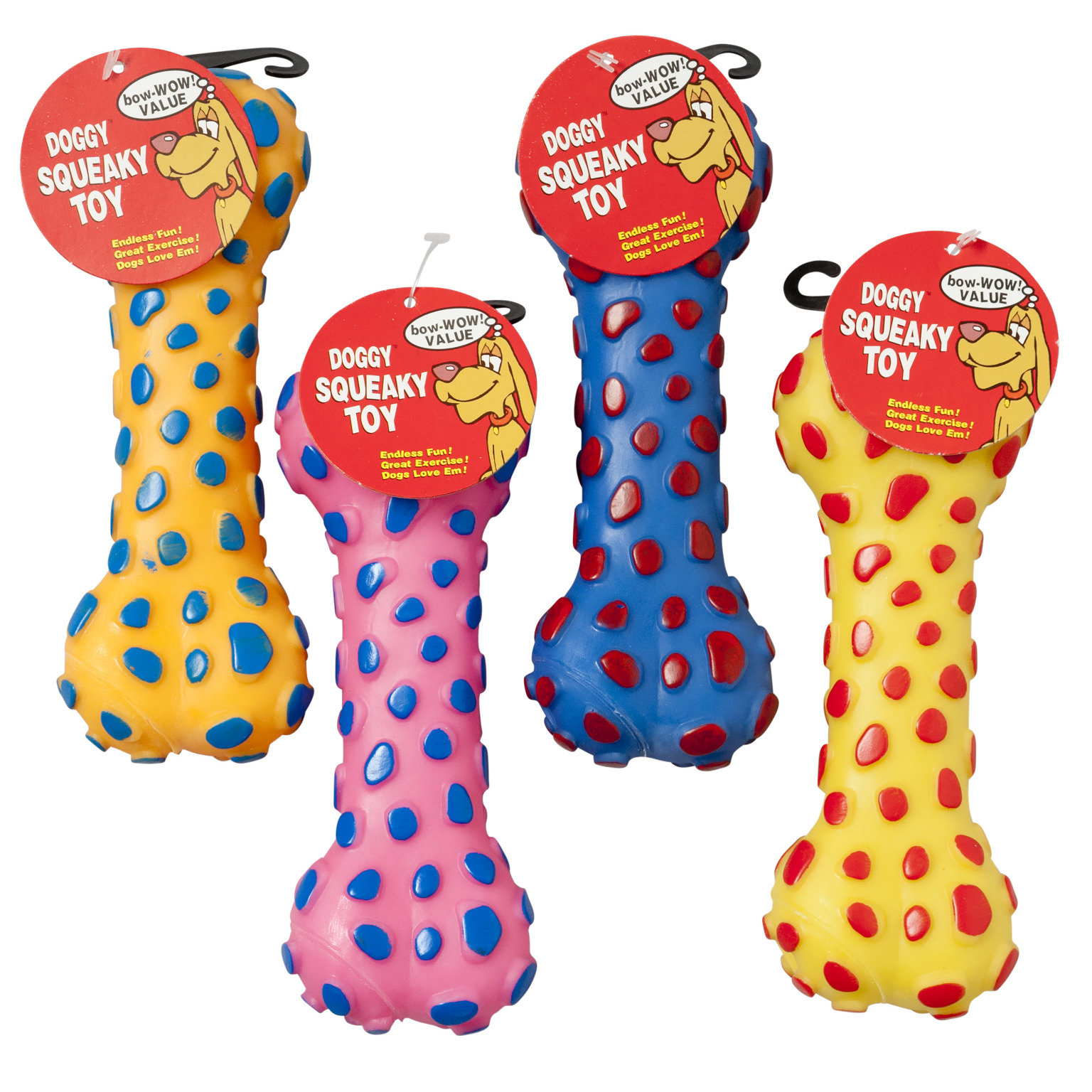 Wholesale Vinyl Bone With Squeaker Dog Toy Assorted Colors (SKU