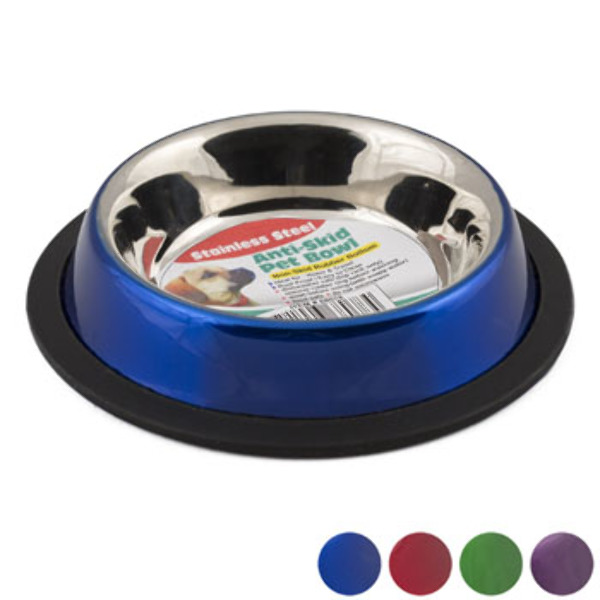 Wholesale Pet Bowls Assorted Colors, 8 oz, Stainless Steel