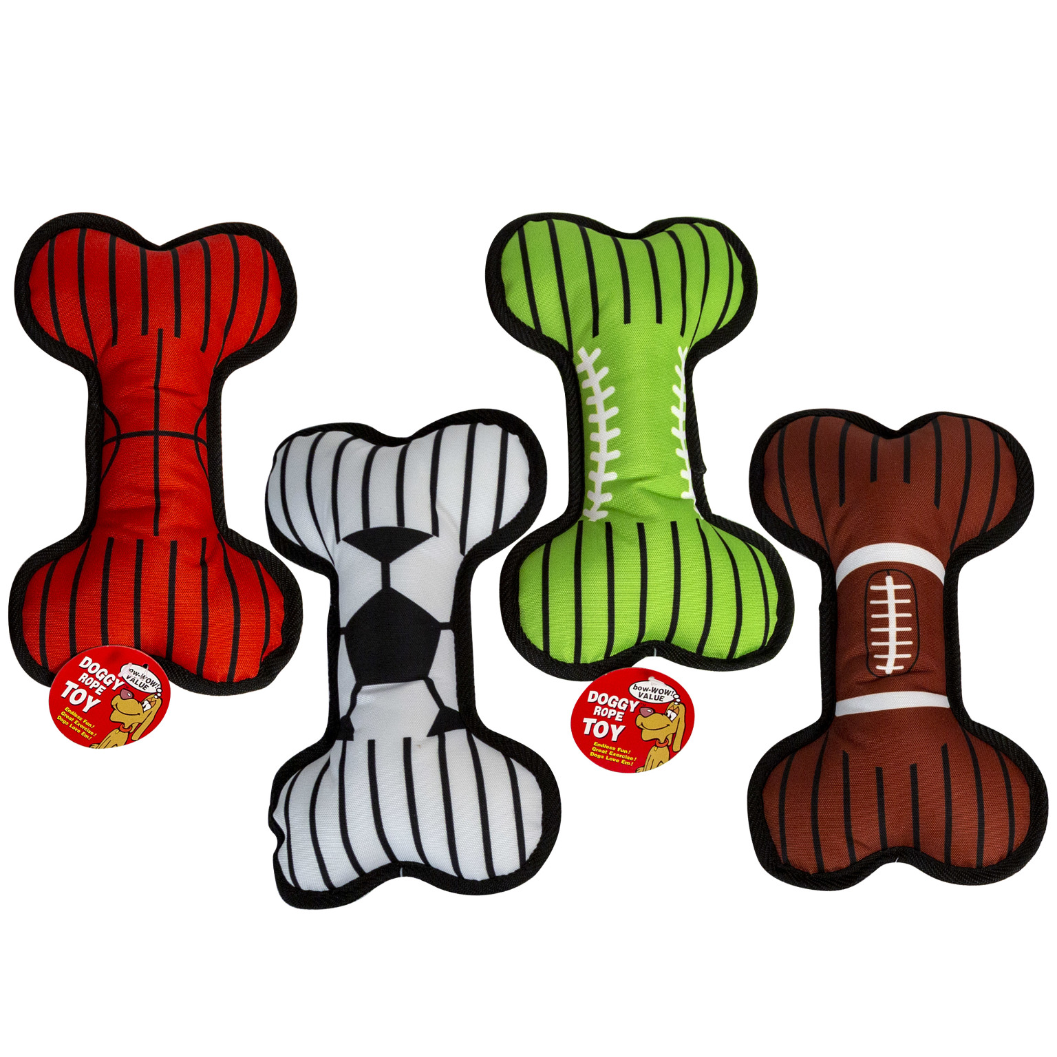 Wholesale Dog Canvas Bone Chew Toys Sports Theme, Rope Edge