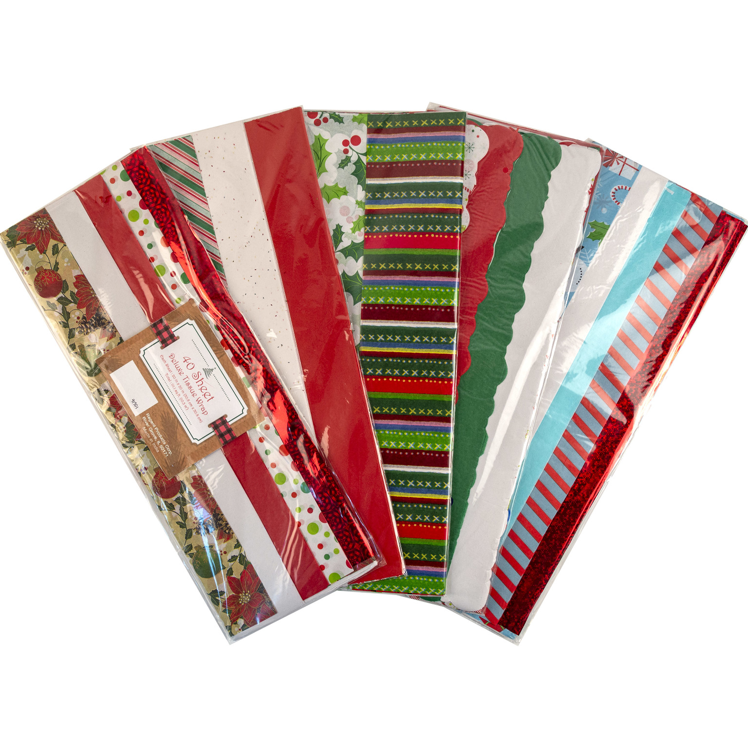 Wholesale 40 Sheet Deluxe Christmas Tissue Paper  Assorted