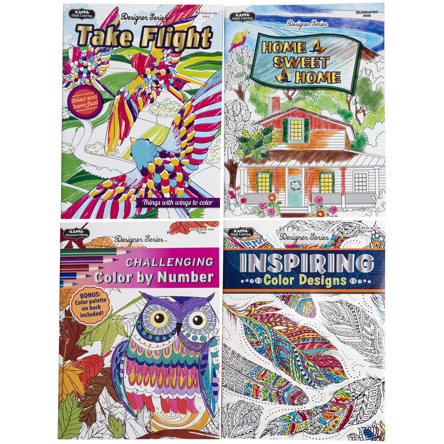 Bulk Adult Coloring Books 4 Titles, English, 16 Pages