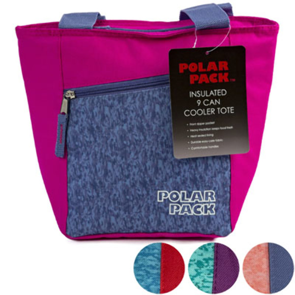 Wholesale Polar Pack Insulated 9 Can Cooler Tote Assorted Colors