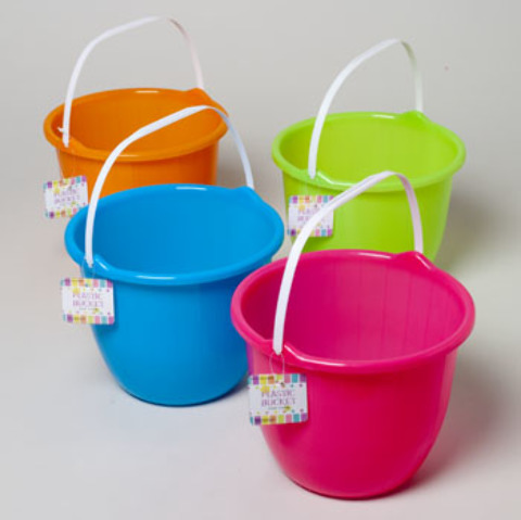 colored buckets