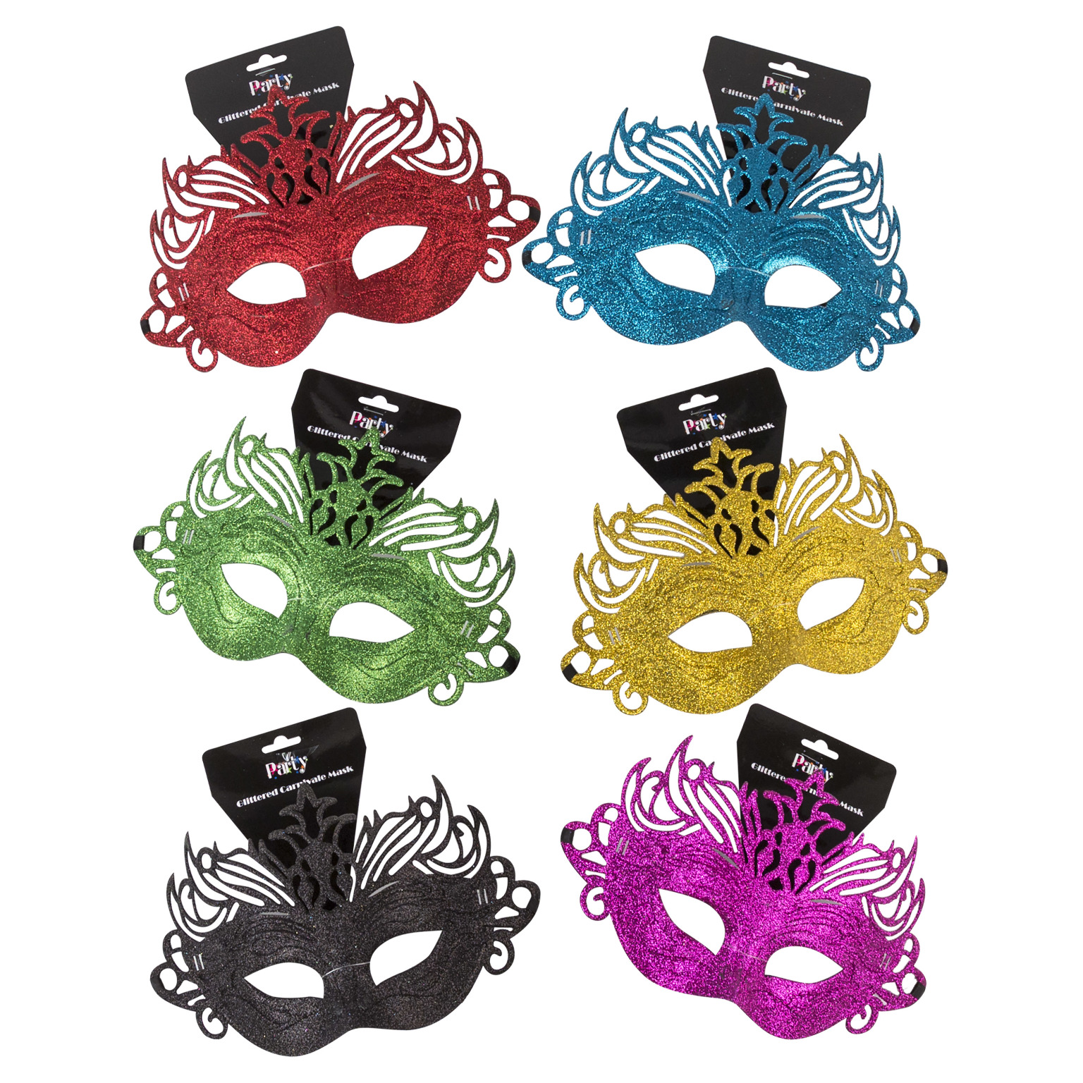 Wholesale Glittered Carnivale Mask with Strings Assorted Colors