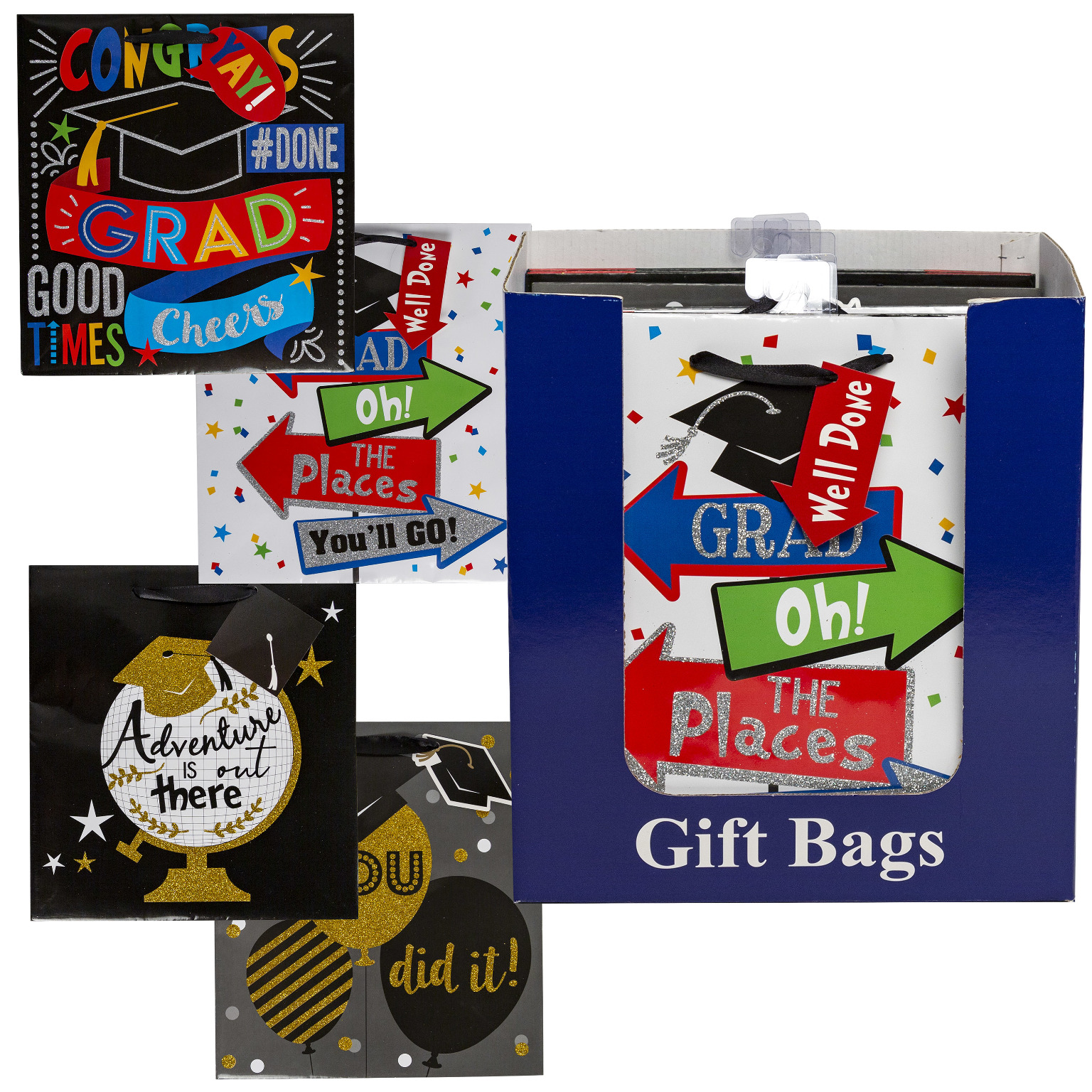 Wholesale Paper Graduation Gift Bag - Assorted Styles | DollarDays