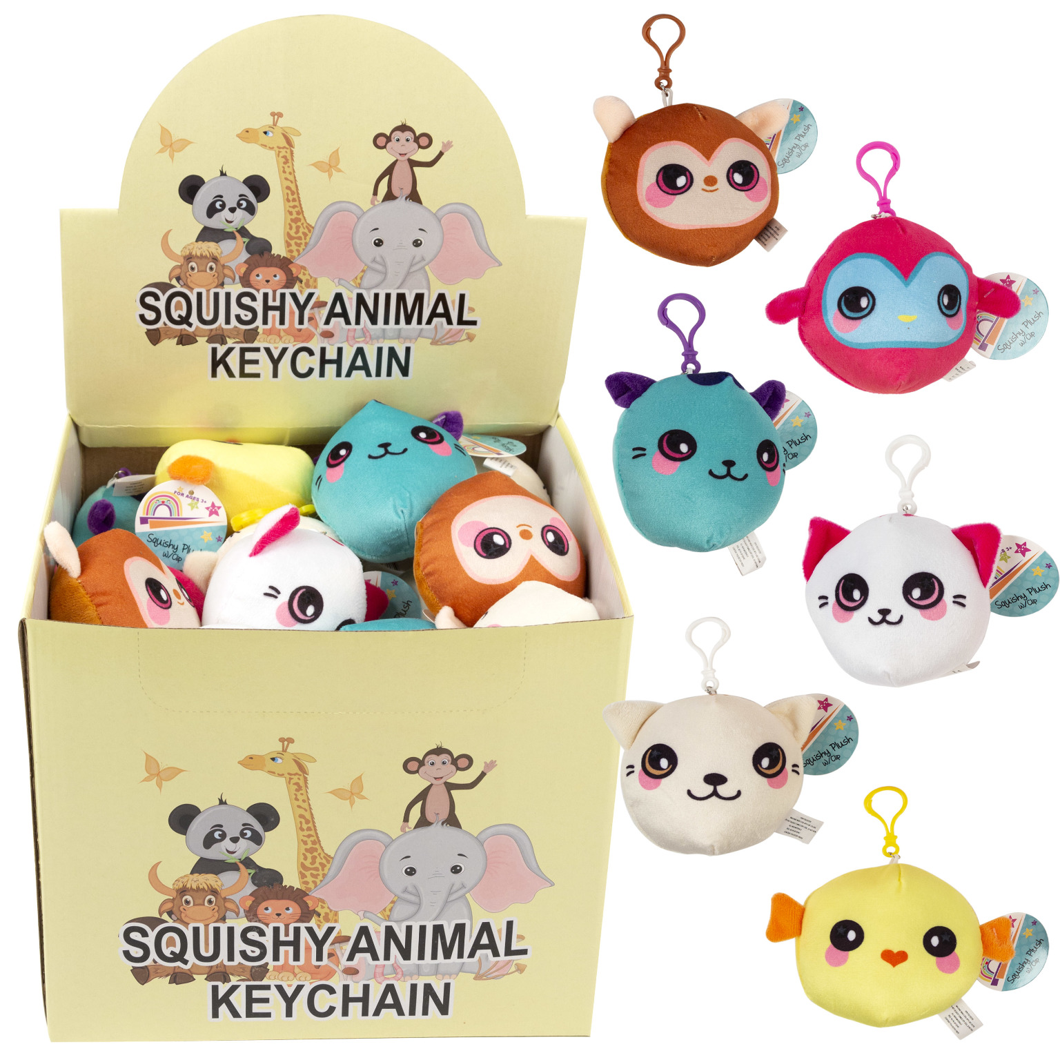 Wholesale Squishy Animal Keychain Assorted DollarDays