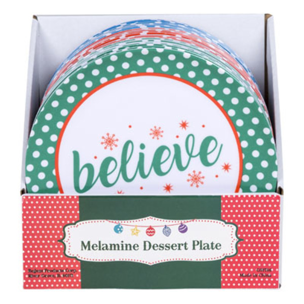 Wholesale 8" Melamine Christmas Dessert Plate Assorted
