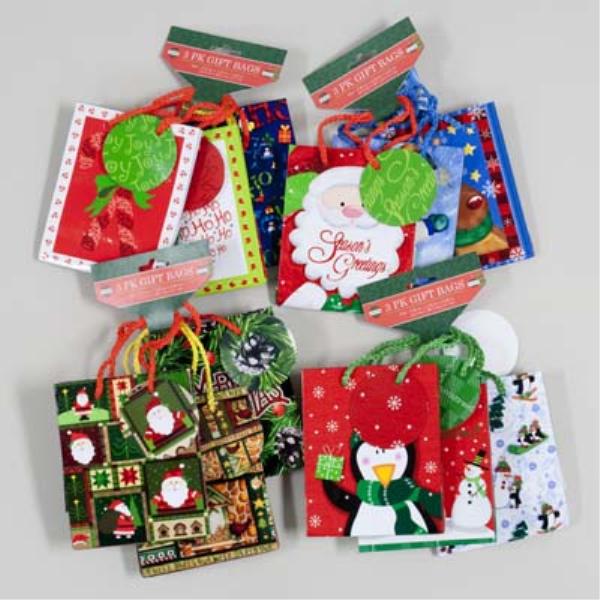 Wholesale Mini Christmas Gift Bags 3 Pack (SKU 541342) DollarDays