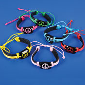 7" Leather Bracelet With Neon Peace Sign
