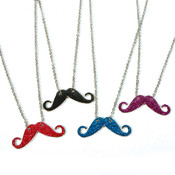 14" Sparkle Mustache Necklace