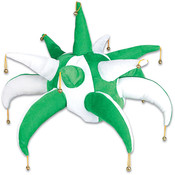 Green/White Spike Jester Hat Wholesale Bulk
