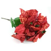 Red Metallic Poinsettia Bush x 5 Blooms
