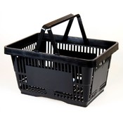 (Black) Heavy Duty Standard Shopping Basket Set With Plastic Handles