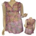 Ladies Fashion Sheer Deep V-Neck Top