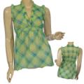 Ladies Fashion Sheer Deep V-Neck Top