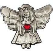 Pewtertone Angel With Gemstone Heart Pins