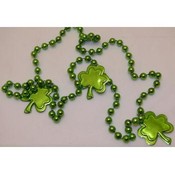 Plastic Metallic Bead Necklaces With Shamrocks