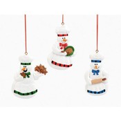 Snowmen Making Cookies Ornaments