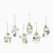 Resin Snowman Ornaments - Green