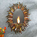 Spiral Sunburst Wall Mount Gel Fuel Sconce