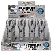 Blazing LEDz 10 White+ 5 UV+Laser Flashlight