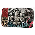 Blk Animal Patchwork Fleur Flat Wallet W/Pocket-#F