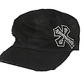 Black Cadet Cap With Rhinestones - Clear Cross