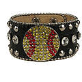 Softball Concho Rhinestone Genuine Leather Blk