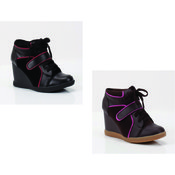 Lace Up Wedge Sneakers Brown/Black