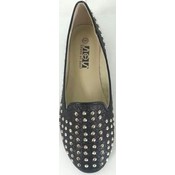 Black Glitter Studded Flats